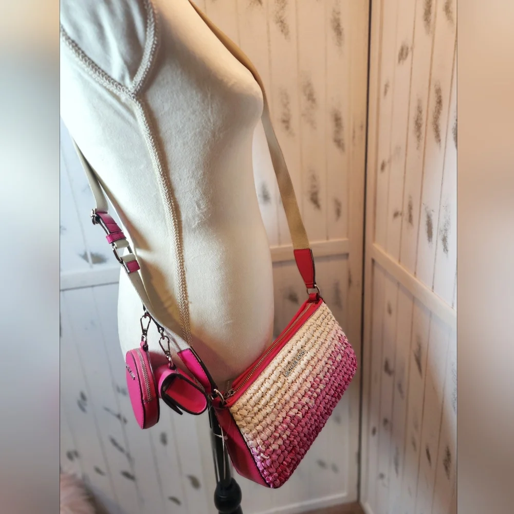 Michael Kors Jet Set Small Ombre Straw Crossbody Bag